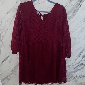 Elegant Burgundy Lace Women's Dress